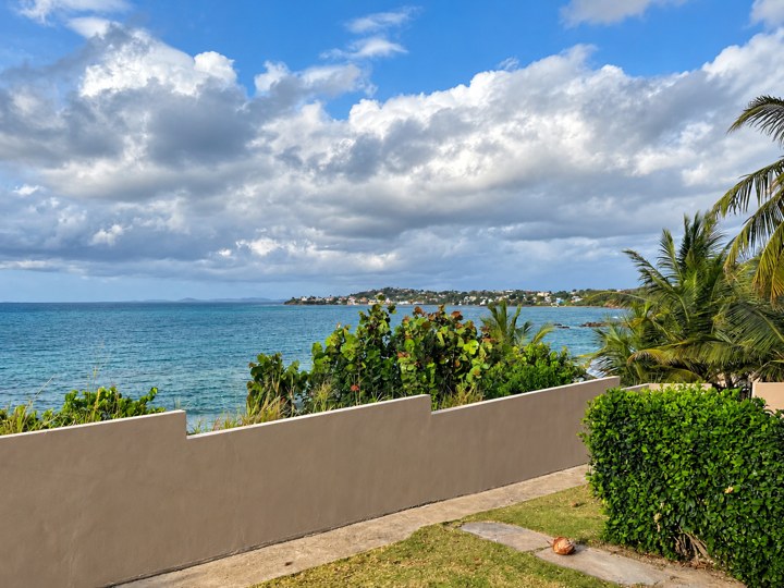 Ocean beyond garden wall